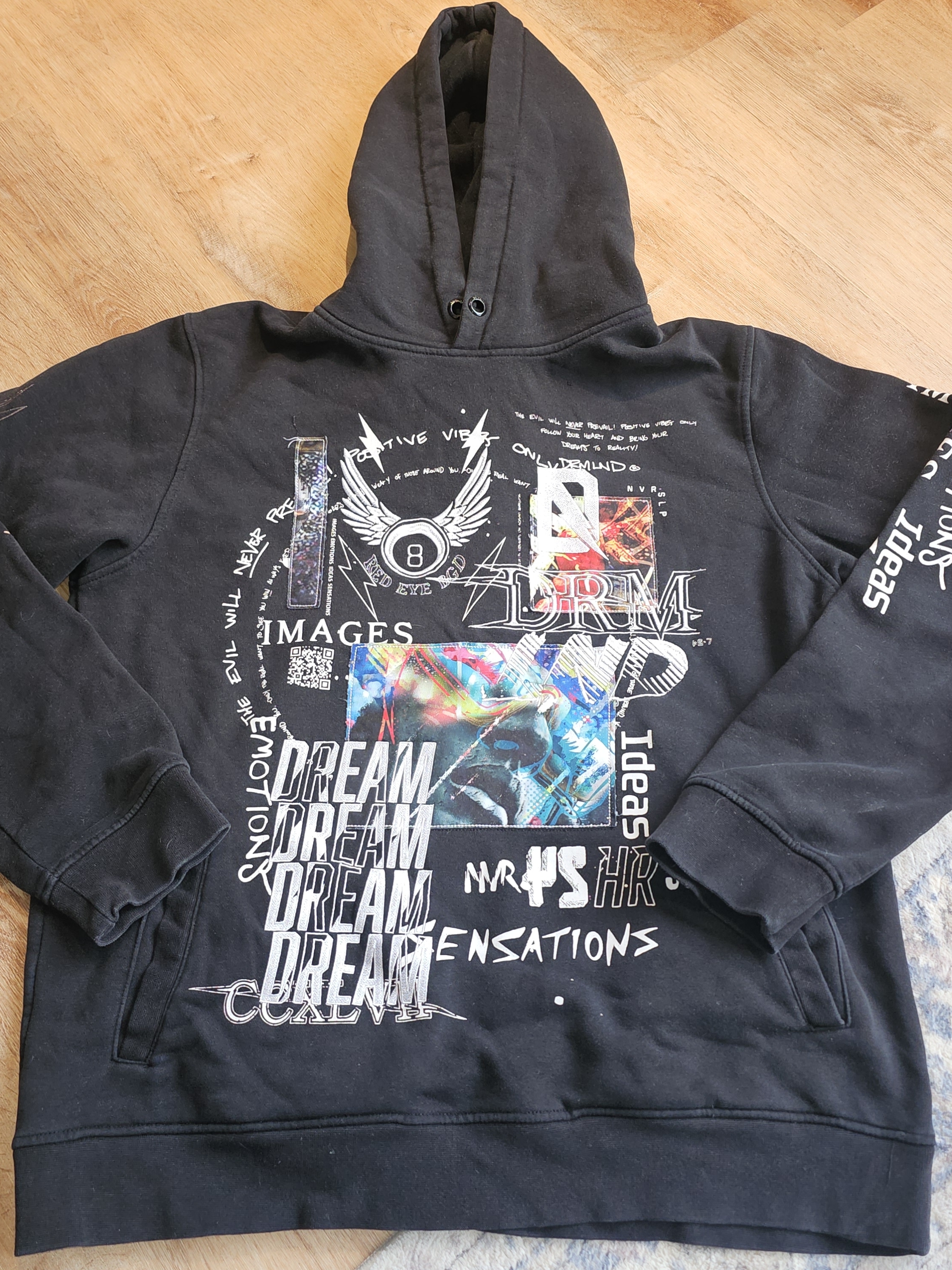 Mens Black Graphic Hoodie Sweatshirt  Dream Graphic